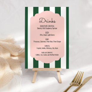 Beverly Hills Pink & Green Drink Menu Sign Table Number
