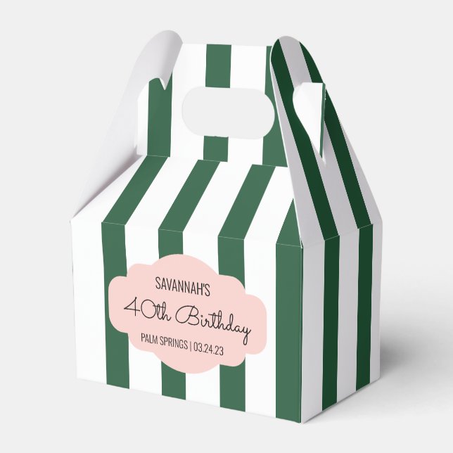 Beverly Hills Pink & Green Party Favour Box (Front Side)