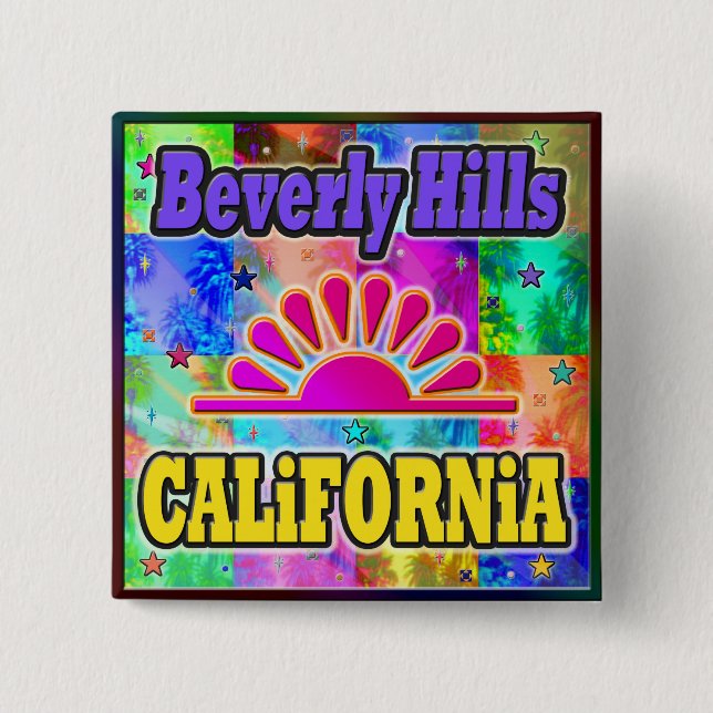 Beverly Hills Sun & Palms Button (Front)