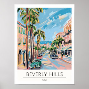 Beverly Hills USA Art Illustration Travel Poster