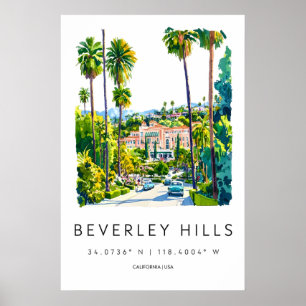 Beverly Hills Watercolor 1 Poster
