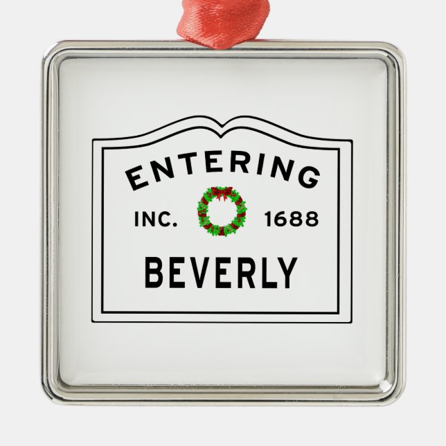 Beverly, MA Holiday Wreath Metal Ornament (Front)