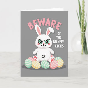 Beware Bunny Kicks Faux Gold Card