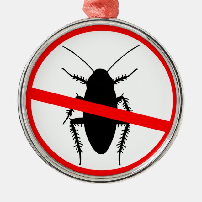 Beware Cockroaches Metal Tree Decoration (Front)
