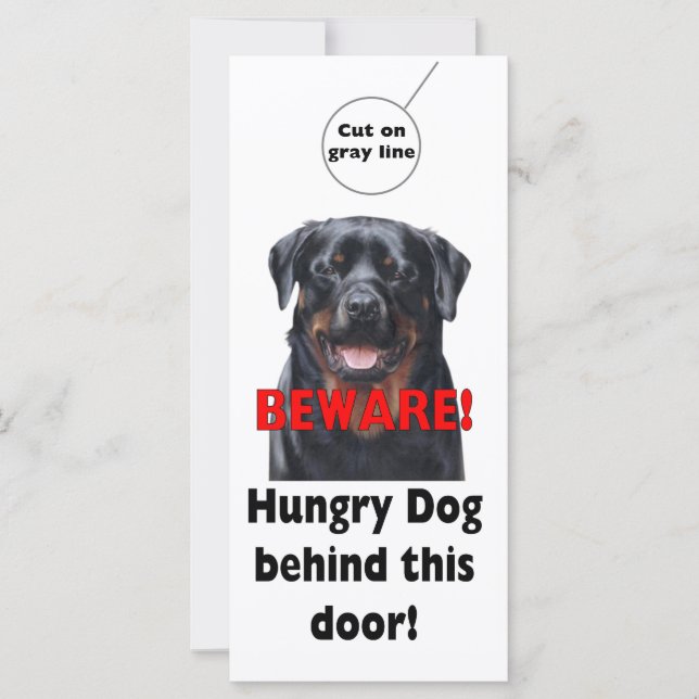 BEWARE Door hanger Warning sign Dog Pet sign (Front)