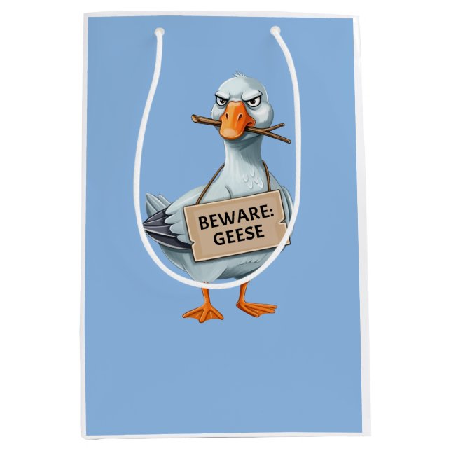 Beware Geese – Funny Angry Goose Medium Gift Bag (Front)