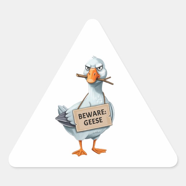 Beware Geese – Funny Angry Goose Triangle Sticker (Front)
