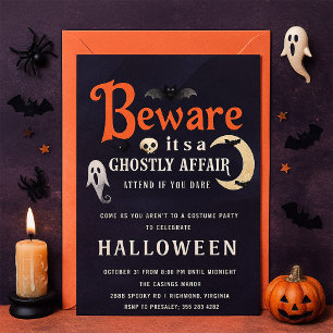 Beware Ghostly Affair Halloween Party Invitation 