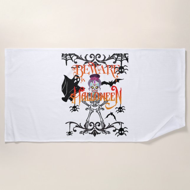 Beware Halloween Beach Towel (Front)