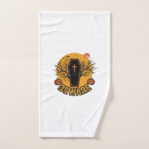 Beware Halloween Coffin Pumpkin Vintage Shirt Desi Hand Towel