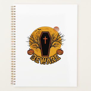 Beware Halloween Coffin Pumpkin Vintage Shirt Desi Planner
