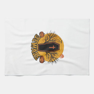 Beware Halloween Coffin Pumpkin Vintage Shirt Desi Tea Towel