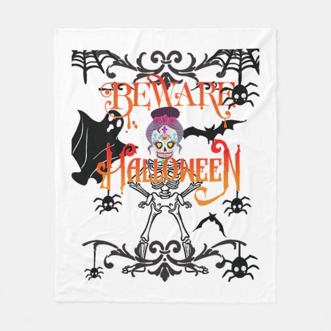 Beware Halloween Fleece Blanket (Front)