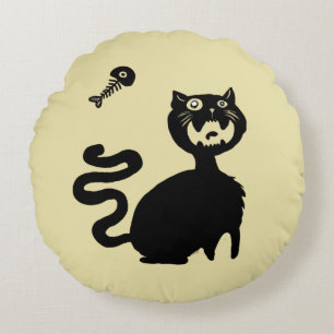 Beware Hungry Cats! Round Cushion