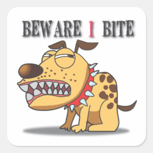 Beware I Bite Dog Sticker