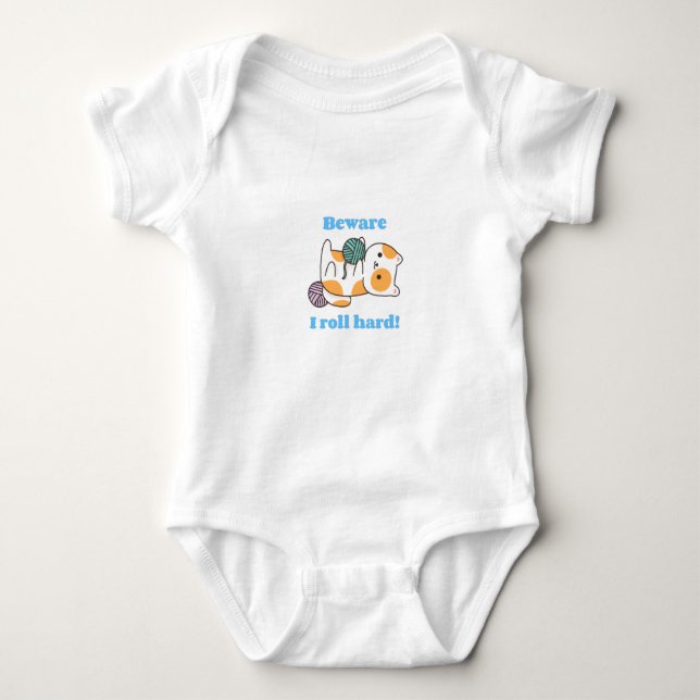 Beware I Roll Hard Jiu Jitsu Baby Bodysuit (Front)