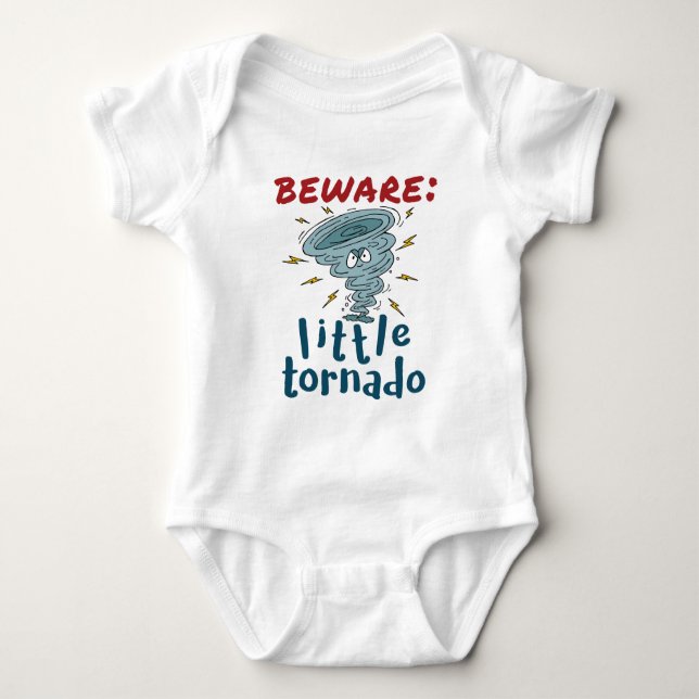 Beware Little Tornado Cute  Baby Bodysuit (Front)