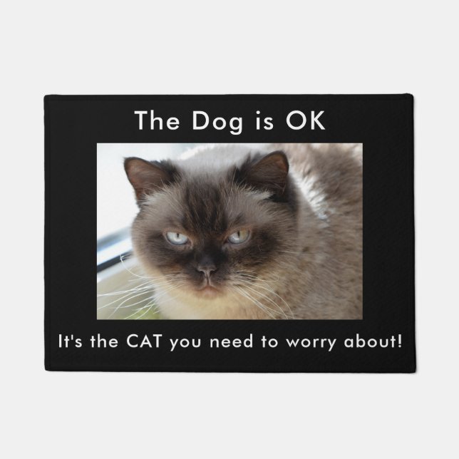 Beware of Angry Cat Dog OK Welcome Mat (Front)