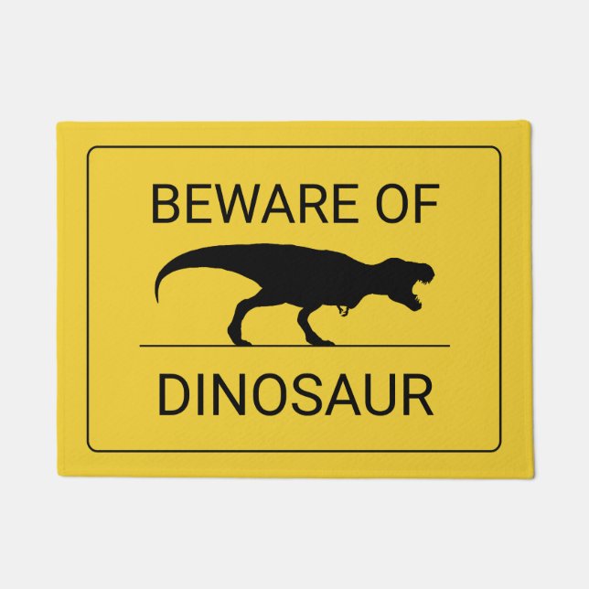 Beware of Dinosaur Funny Doormat (Front)