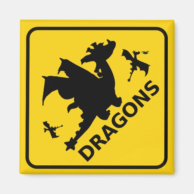 Beware of Dragons Warning Sign Magnet (Front)