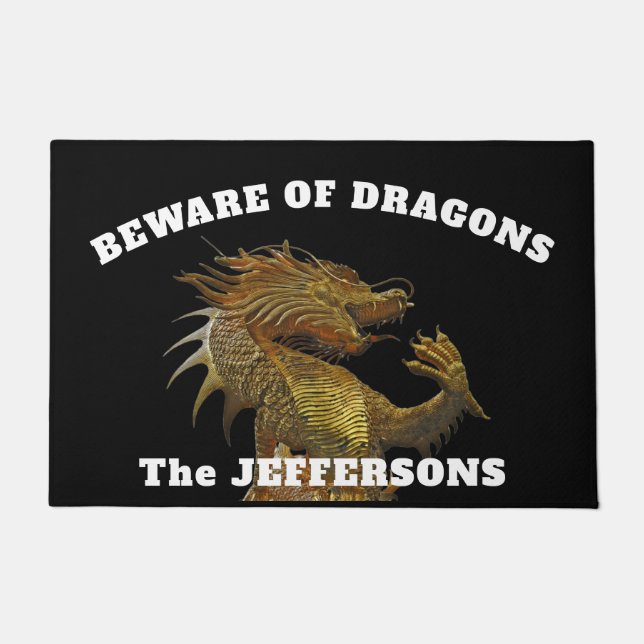 "Beware of Dragons"  with Dragon  Doormat (Front)