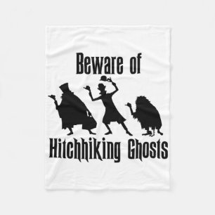 Beware Of Hitchhiking Ghosts Funny Halloween Gifts Fleece Blanket