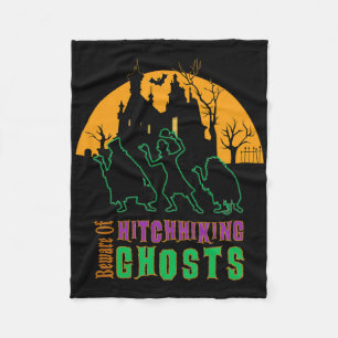 Beware Of Hitchhiking Ghosts Halloween Fleece Blanket