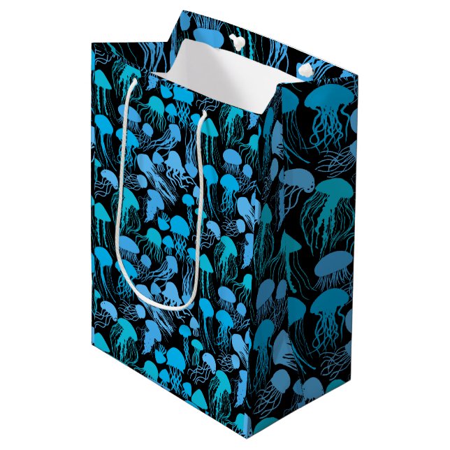 Beware of Jellyfish. L Blue.b Black BG Medium Gift Bag (Front Angled)