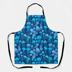 Beware of Jellyfish. L Blue.b D Blue BG Apron