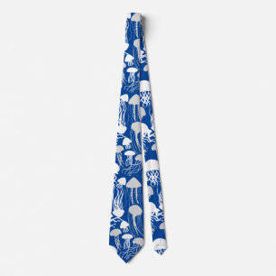 Beware of Jellyfish.w.b Blue BG Tie