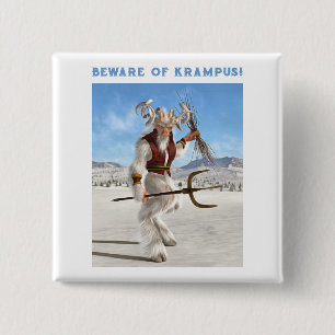 Beware of Krampus! 15 Cm Square Badge