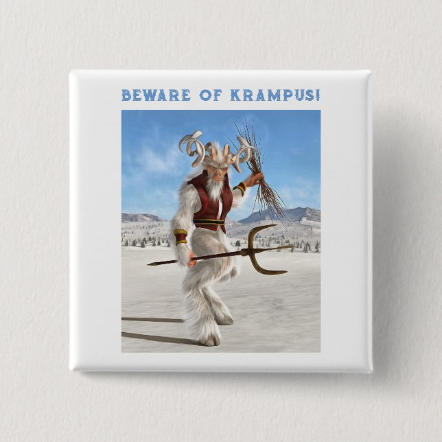 Beware of Krampus! 15 Cm Square Badge (Front)