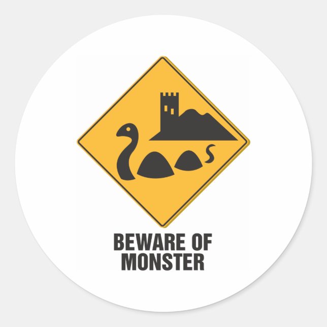 Beware Of Loch Ness Monster Classic Round Sticker (Front)
