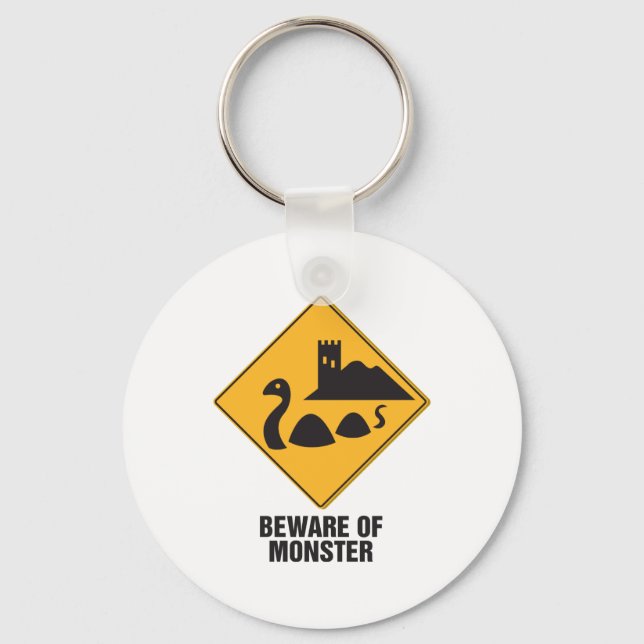Beware Of Loch Ness Monster Key Ring (Front)