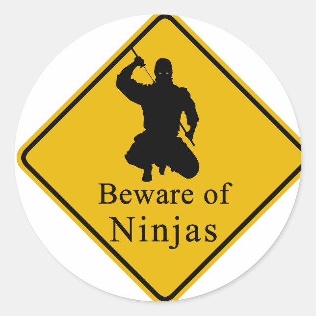 Beware of Ninjas Classic Round Sticker (Front)
