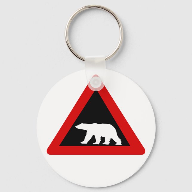 Beware of Polar Bears, Traffic Sign, Norway Key Ring (Front)