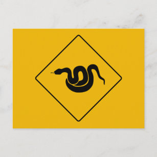 Beware of Snakes, Warning Sign, USA Postcard