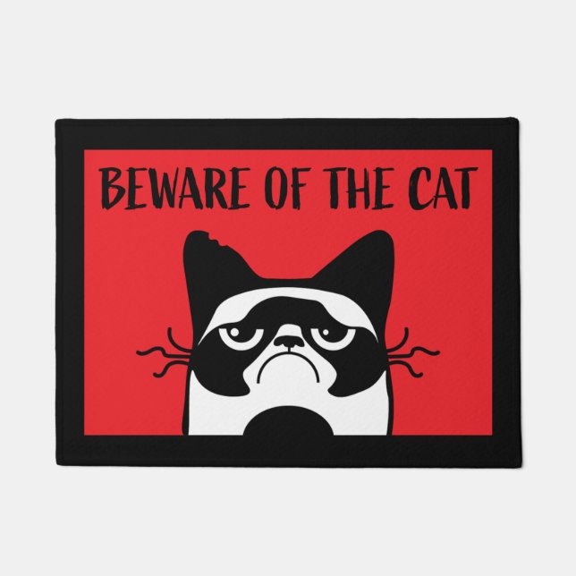 BEWARE OF THE CAT DOORMAT BATH MAT (Front)