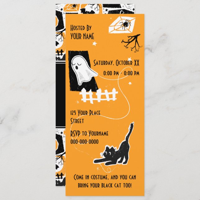 Beware of the cat! invitation (Front/Back)