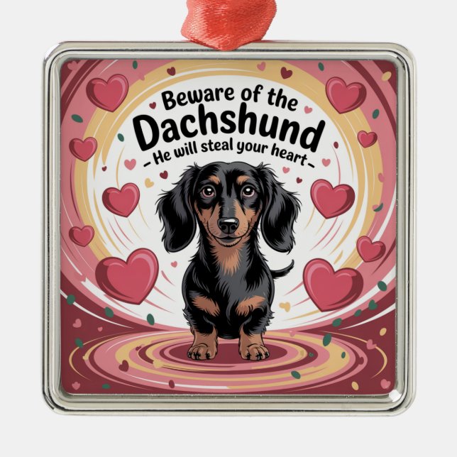 Beware Of The Dachshund Metal Tree Decoration (Front)