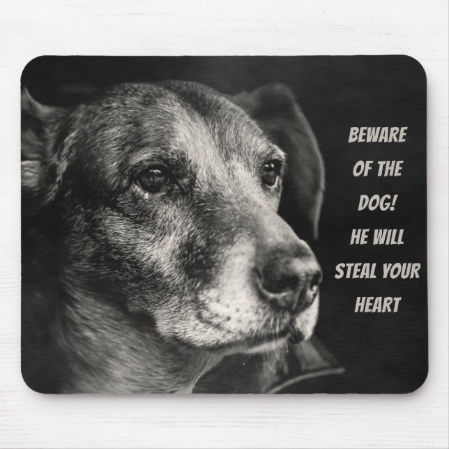Beware of the dog, custom pet photo mouse pad (Front)
