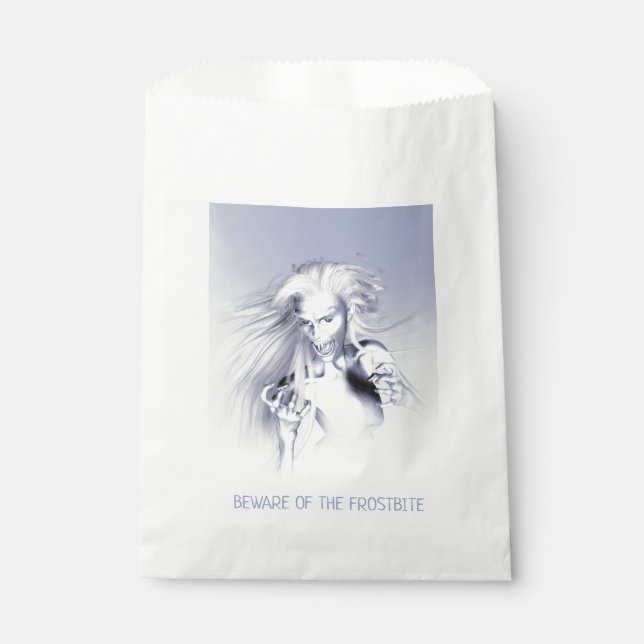 Beware of the Frostbite. Ice vampire Favour Bags (Front)