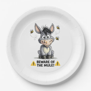 Beware Of The Mule Funny Donkey Warning Design Paper Plate