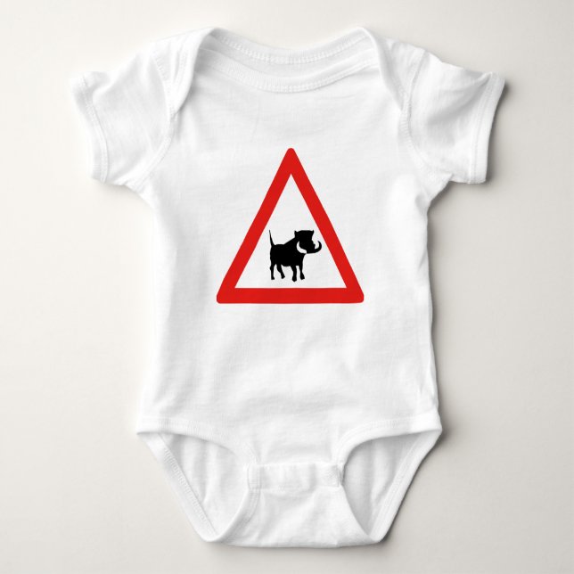 Beware of Warthogs, Traffic Sign, South Africa Baby Bodysuit (Front)