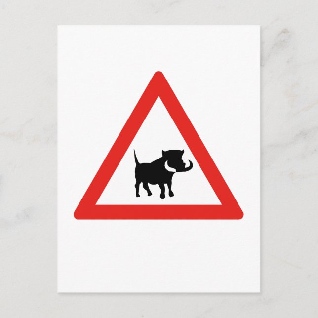 Beware of Warthogs, Traffic Sign, South Africa Postcard (Front)