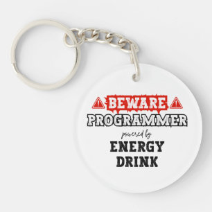 Beware: Programmer Powered By Energy Drink   Coder Key Ring