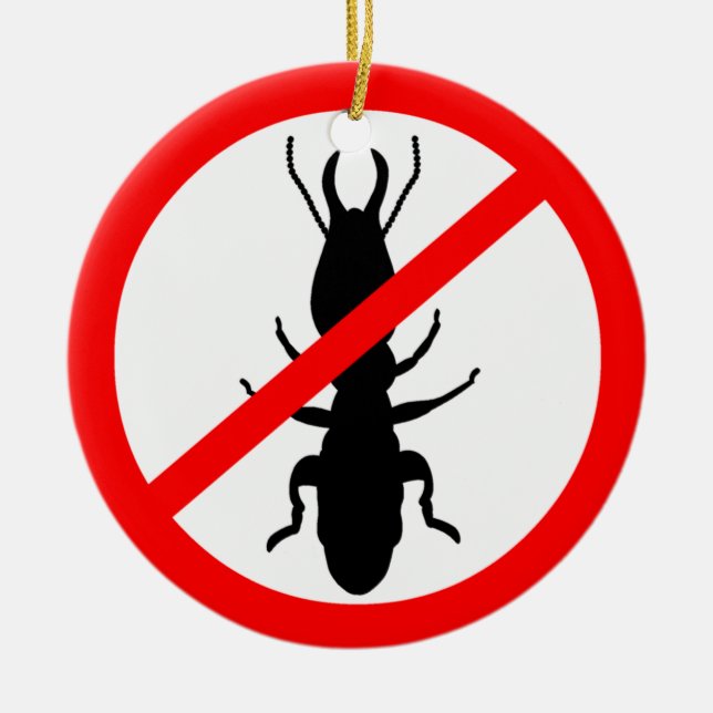 Beware Termites Ceramic Tree Decoration (Front)