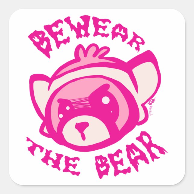 BEWARE THE BEAR Pullover Square Sticker (Front)