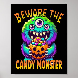 Beware The Candy Monster' Cute Halloween Monster  Poster