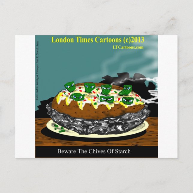 Beware The Chives Of Starch Funny Potato Postcard (Front)